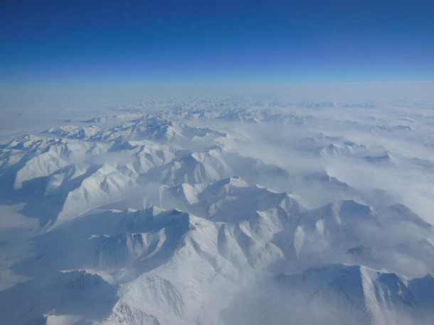 Aerial view of an Alaskan mountain range 