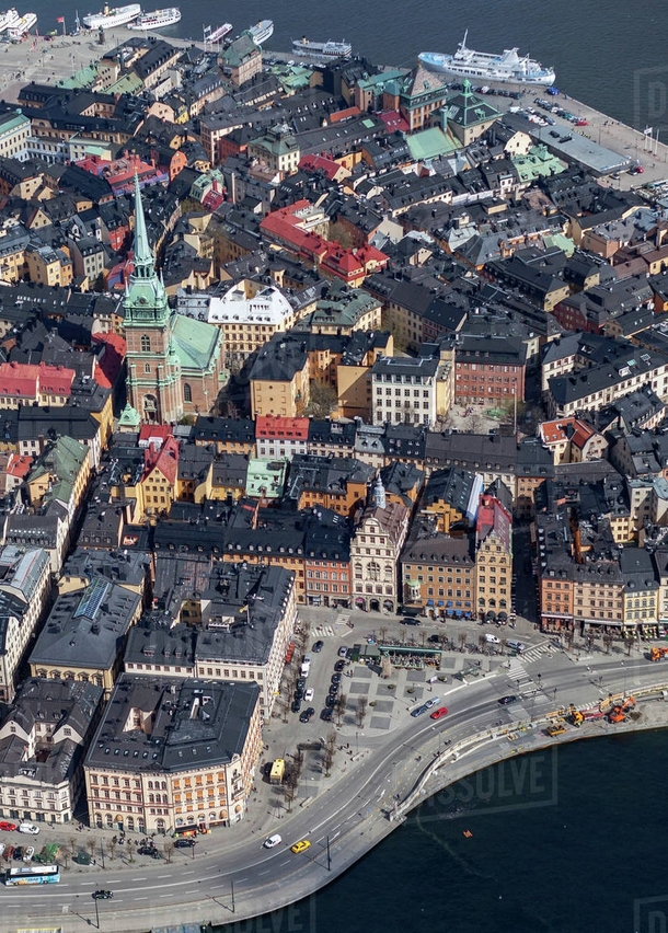 Aerial view of Galma stan in Stockholm Sweden the old town of the city Beauty matters