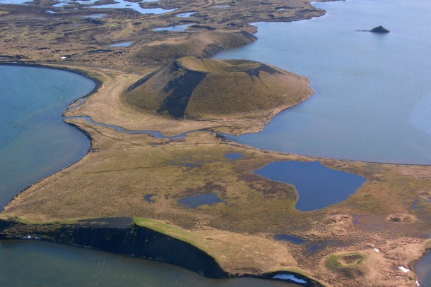 Aerial view of Myvatn Iceland 