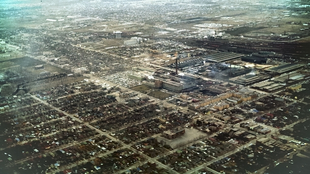 Aerial view of the Goodyear Tire plant in New Toronto   taken by RCAF