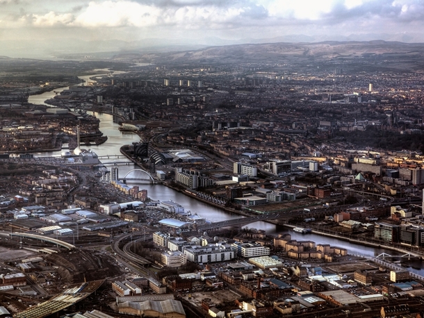 Aerial view over Glasgow by Bill Crookston 
