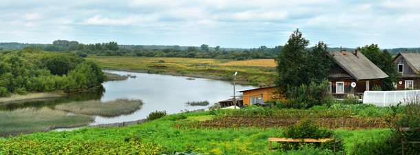 Afanasevo village on the banks of the Kama River in Russia