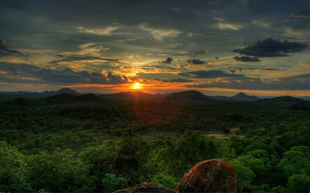 African Sunset Save Valley Conservancy Zimbabwe 