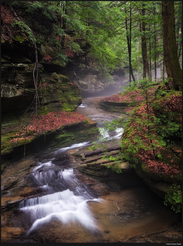 After overnight storms the gorges of Hocking Hills Ohio were full of water and mist 