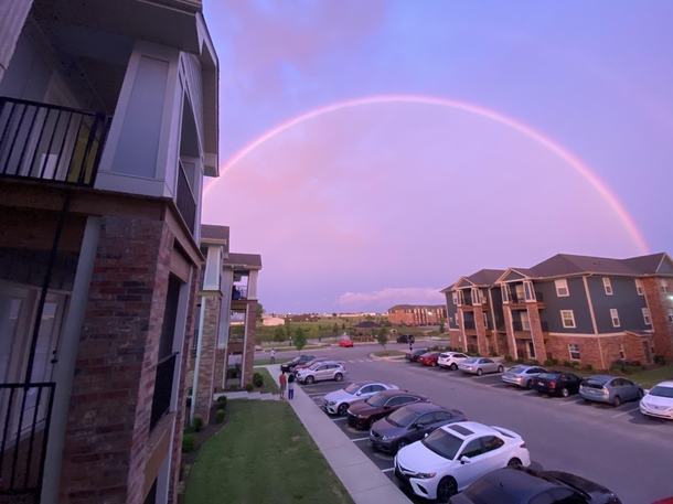 Almost full rainbow just before sunset Bentonville AR