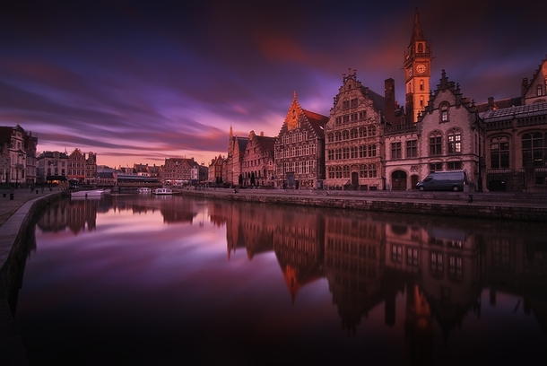 Along the Leie River in Ghent Belgium 