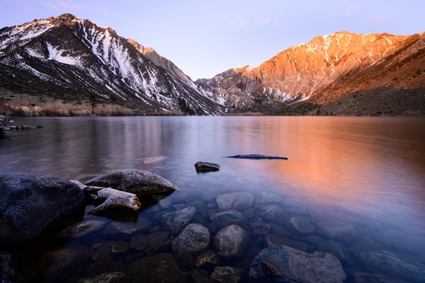 Alpenglow at Convict Lake near Mammoth Lakes CA 