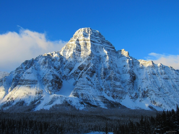 Alpenglow in the Canadian Rockies on the way to climb one of them - Banff National Park Canada 