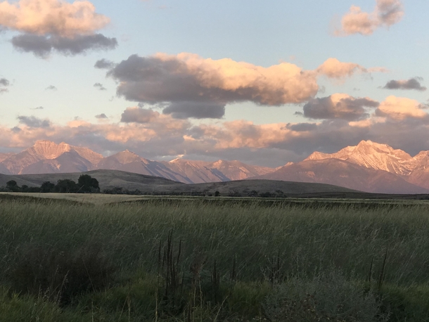 Alpine glow on the Mission Mountains from the Moiese Valley Montana I live here and watch this sunset every evening but the view never gets old 