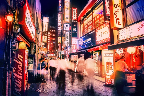 Altered colour photo of Shinjuku Tokyo