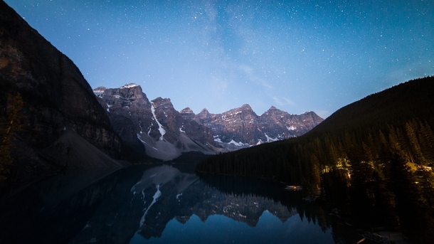 am Wednesday morning view Not a bad reward for spending a night sleeping literally under a rock Moraine Lake -  X