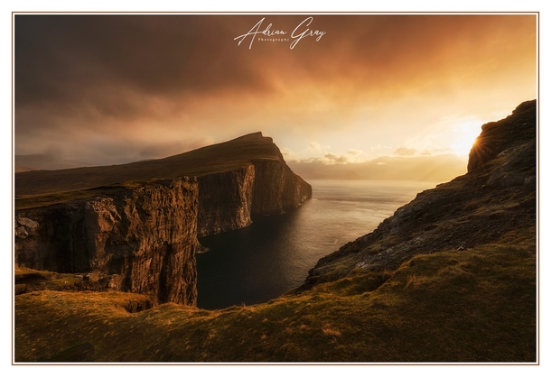 Amazing light just after sunrise at Trlanpan Faroe Islands 