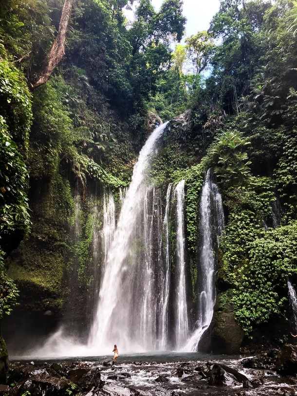 Amazing waterfall in Lombok Indonesia 