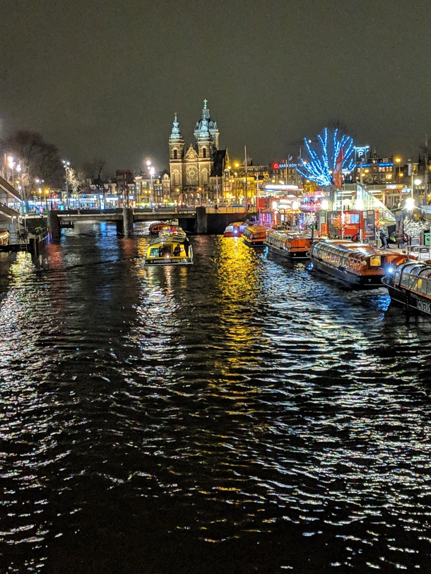 Amsterdam canal at night