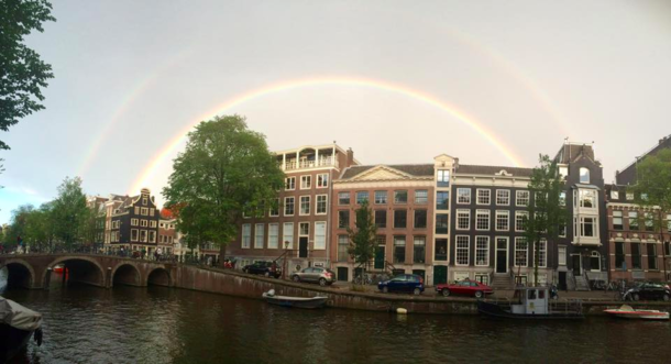 Amsterdam The Netherlands today with a wonderful rainbow 