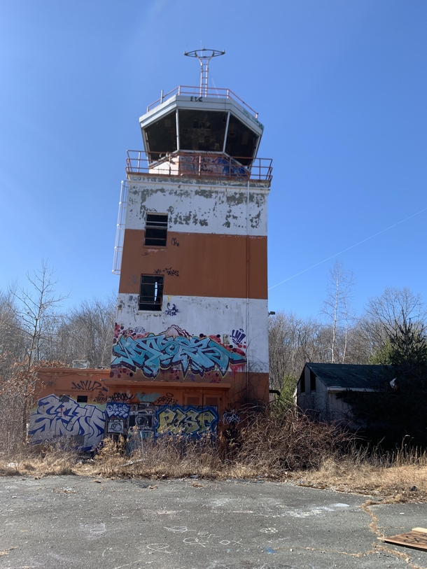 An abandoned air control tower in MA