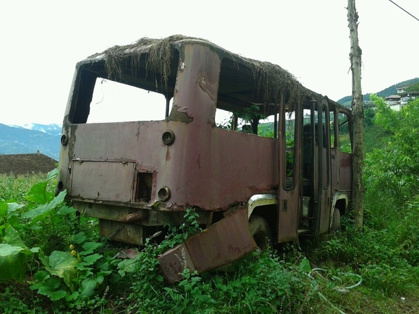 an abandoned bus in Trabzon Turkey