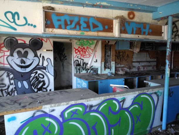 An abandoned drivein movie theaters kitchen 