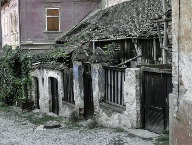 An abandoned medieval house in Sighisoara Romania