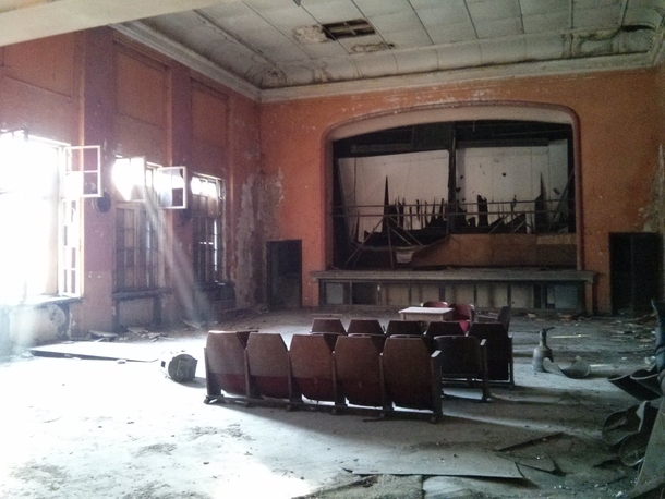 An abandoned movie theater in Czeladz Poland  OC album in comments