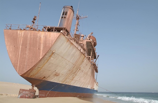 An abandoned ship off the coast of Mauritania 