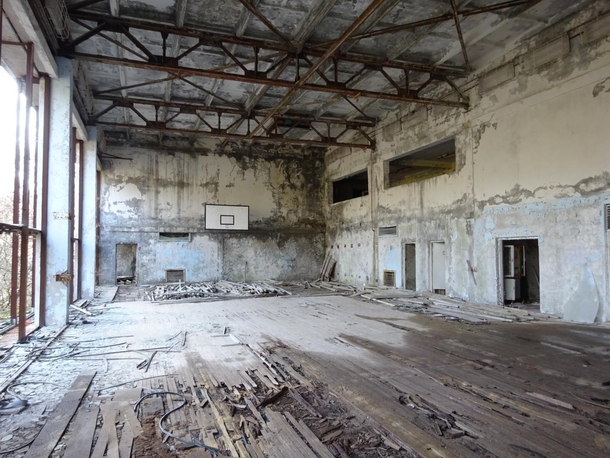 An abandoned sports hall in Prypiat