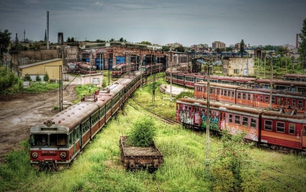 An abandoned train depot in Poland 