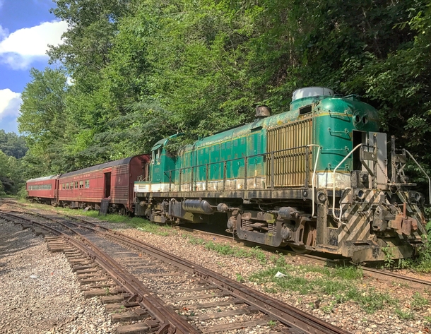 An abandoned train in the middle of the East Tennessee woods 