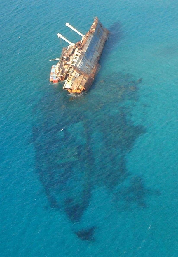 An above view of the SS America wreck