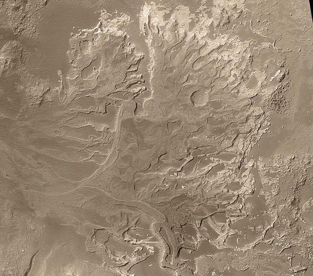 An ancient river delta on Mars in Eberswalde Crater  Mars Global Surveyor