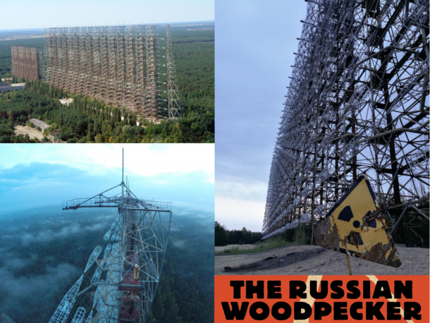 An early warning radar station Duga aka The Russian Woodpecker located near Chernobyl One of the last most expensive Cold War projects by the USSR Maintenance stopped in  after the Chernobyl fallout