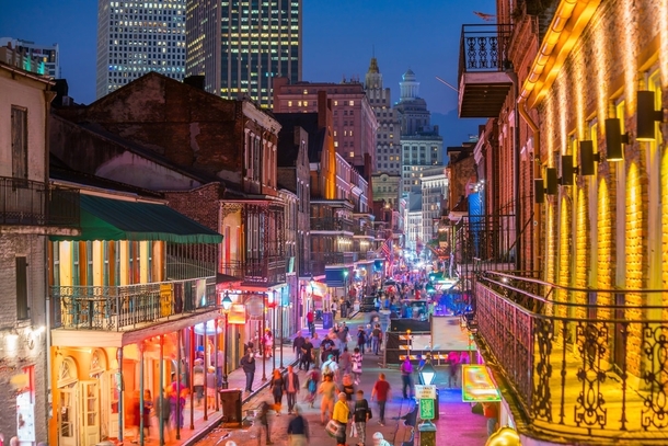 An evening view of New Orleans Louisiana