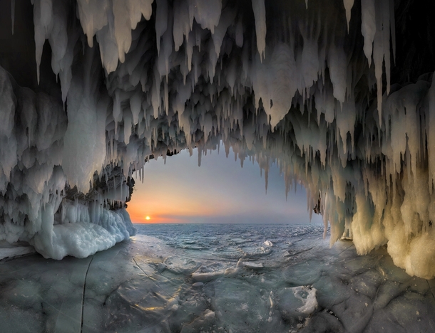 An ice cave on Lake Biakal Irkutsk 