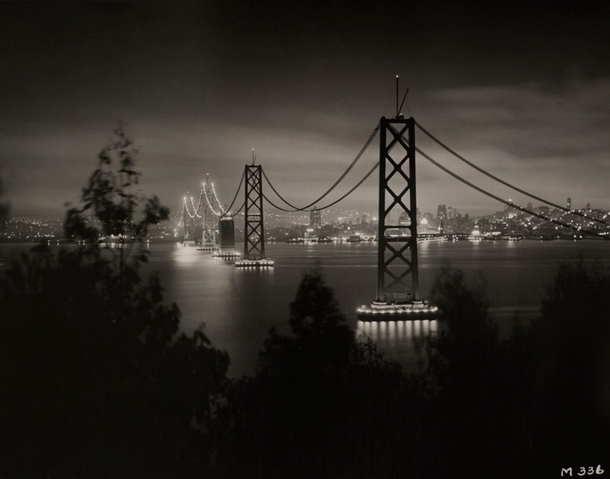 An incomplete San Francisco-Oakland Bay Bridge seen from Yerba Buena Island  