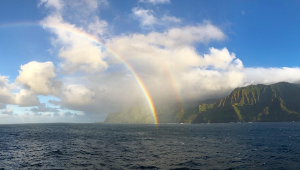 An incredible double rainbow to brighten your day Na Pali Coast Kauai 