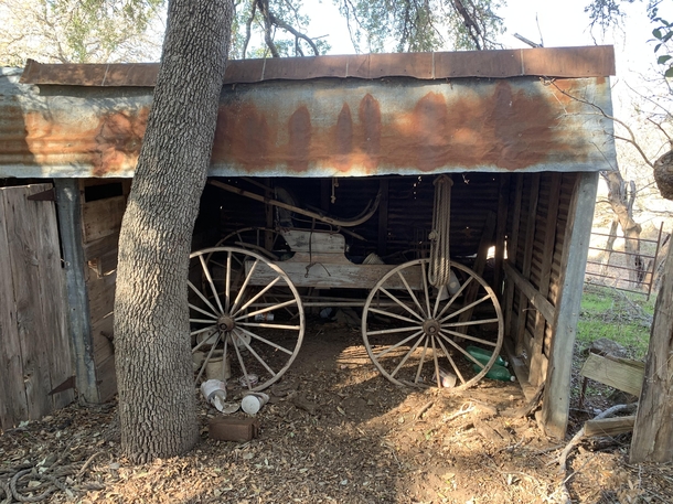 An old buggie wagon at an abandoned homesite in Central Texas