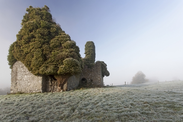 An old church in the fog Ireland 