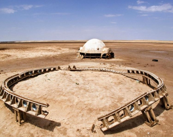An old Star Wars set in the Tunisian desert