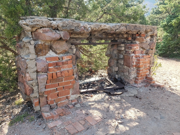 Another abandoned fireplace on a mountain From the ruins of the Crags Hotel in El Dorado State Park near Denver Colorado Last September