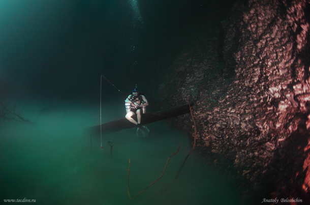 Another picture from Angelita Cenote the underwater river of hydrogen sulfide  by Anatoly Beloshchin