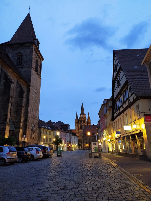 Ansbach Altstadt old town at dusk