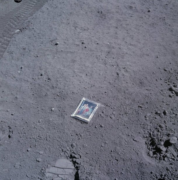 Apollo  astronaut Charles Dukes family photo left behind on the moon 
