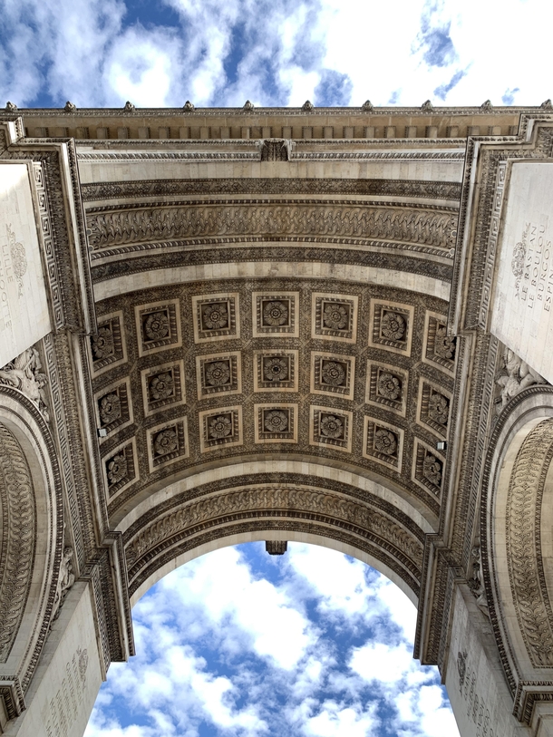 Arc from below Arc de Triomphe - Paris