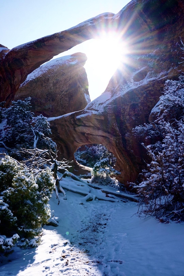 Arches National Park in the snow 