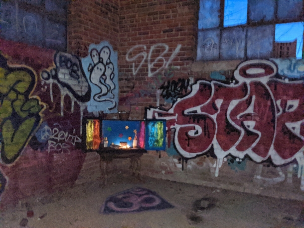 Art installation in an abandoned factory