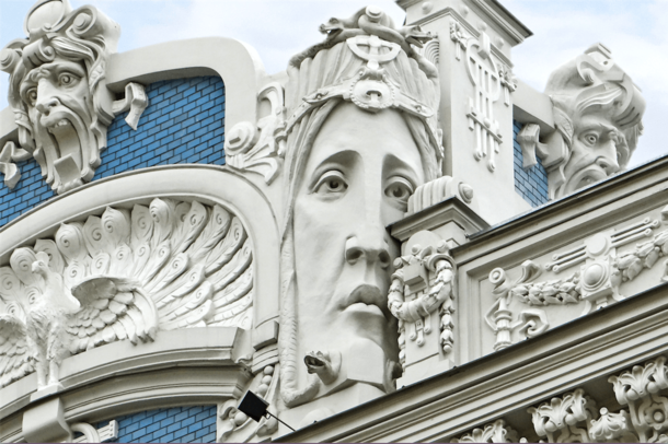 Art Noveau architecture details Riga Latvia
