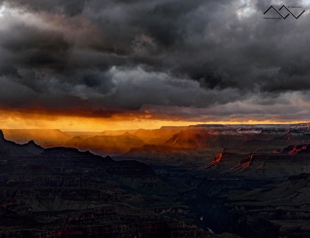 As the storm approaches the sun sets Grand Canyon Arizona 