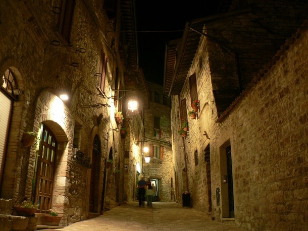 Assisi Italy at night 