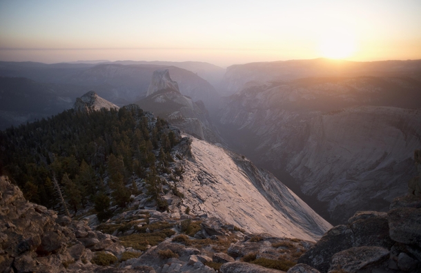 Atop Clouds Rest Yosemite National Park Half Dome in the middle ground 