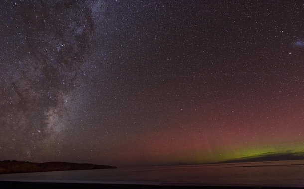Aurora and Milky Way near Christchurch New Zealand last night 